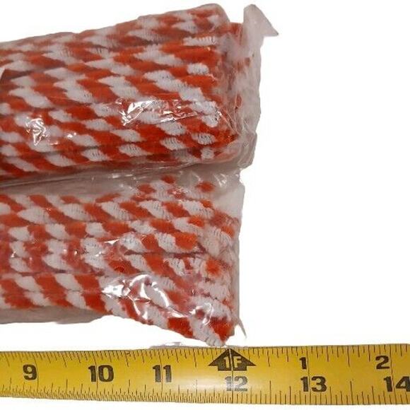 100 Pc Pipe Cleaners 12 inch CANDY CANE Red White Chenille Art Crafts Christmas - Picture 5 of 6